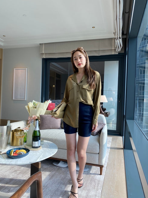 WANWAN Collar Down Front Pockets Shirts